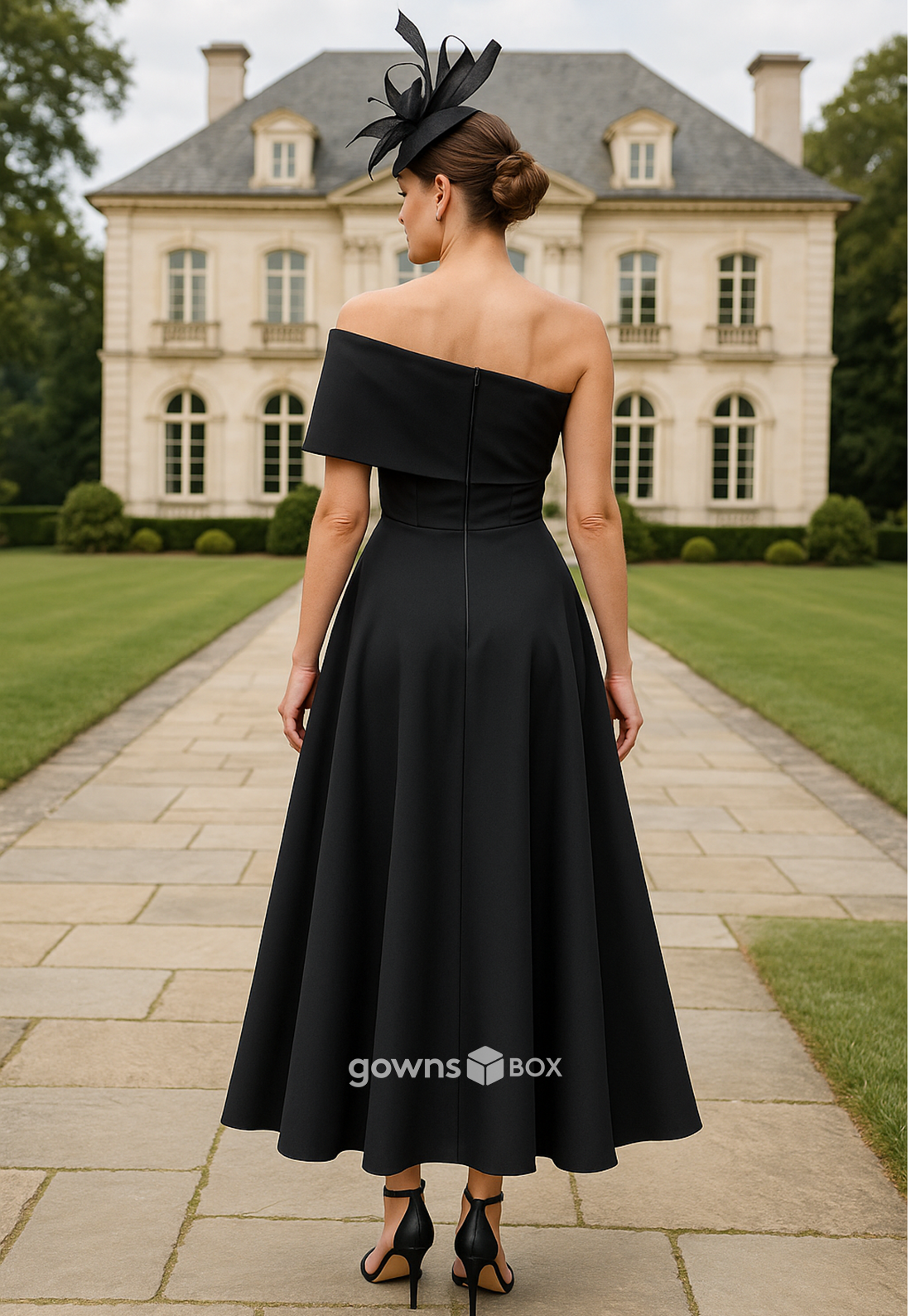 Side Slit One Shoulder Flower A-Line Pleated Ankle-Length Mother of the Bride Dresses