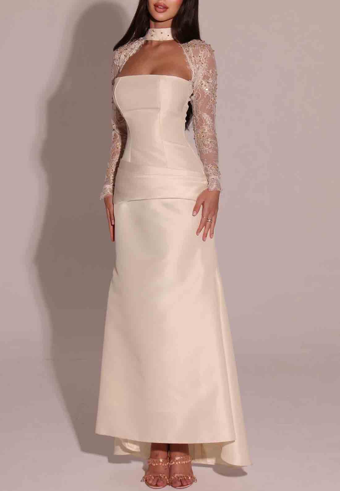 Satin Long Sleeves A-Line