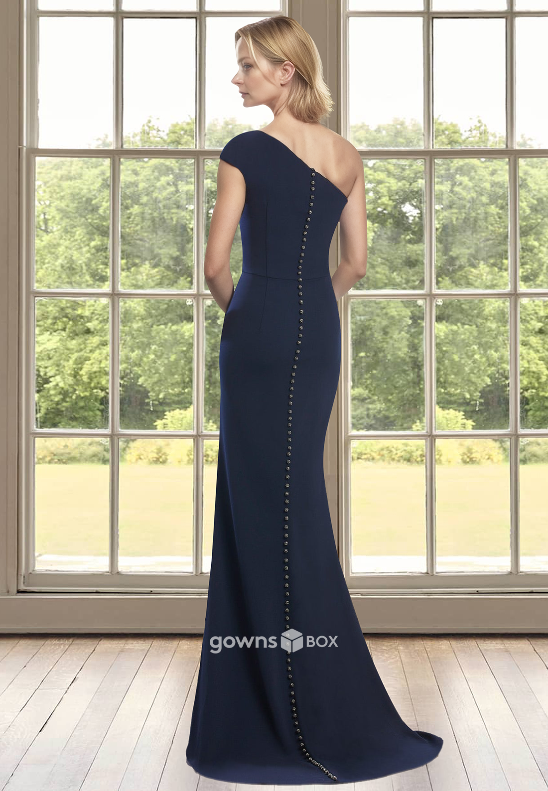 Classic One Shoulder Trumpet Mother Of the Bride Dress Wedding Guest Gown-GownsBox
