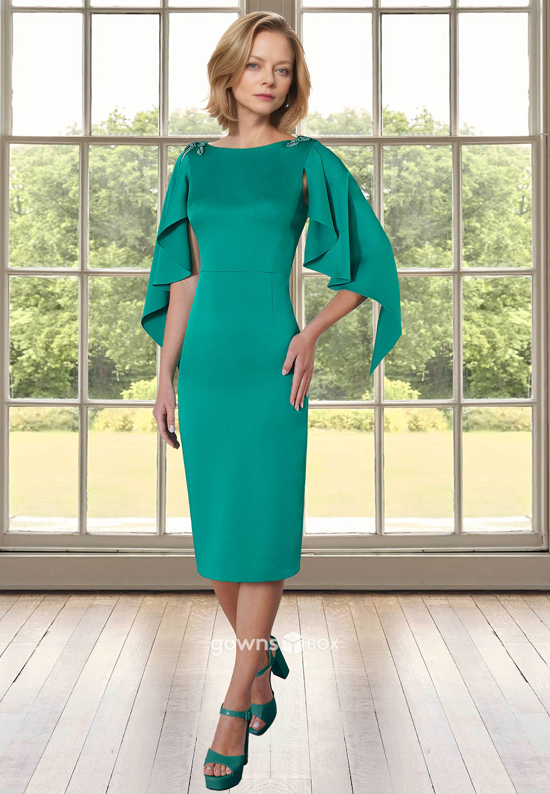 Chic Scoop Sheath Midi Dresses Formal Dress for Wedding 2025-GownsBox