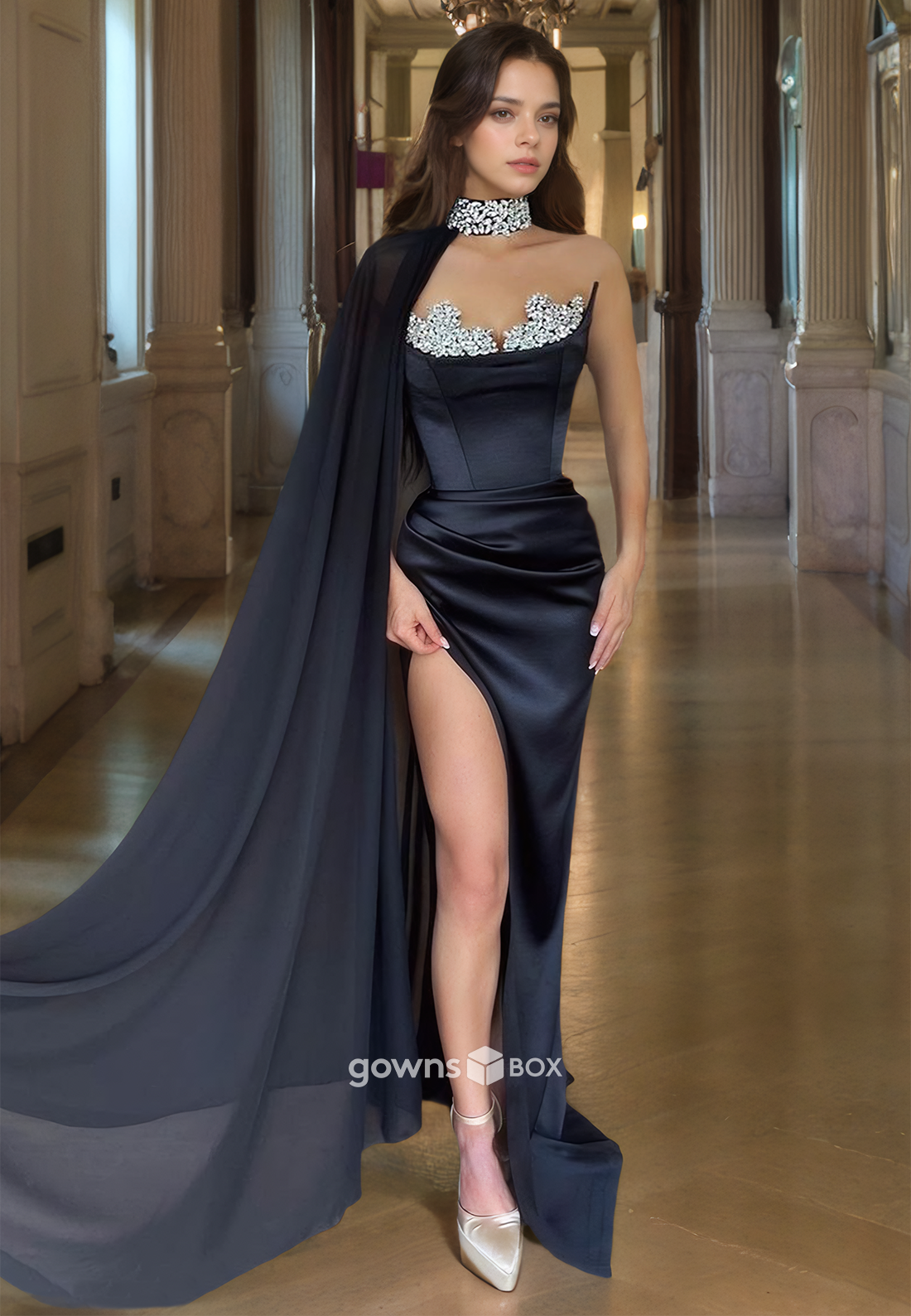Sexy Black Sweetheart with Slit Satin Formal Evening Dress Party Gown 2025-GownsBox