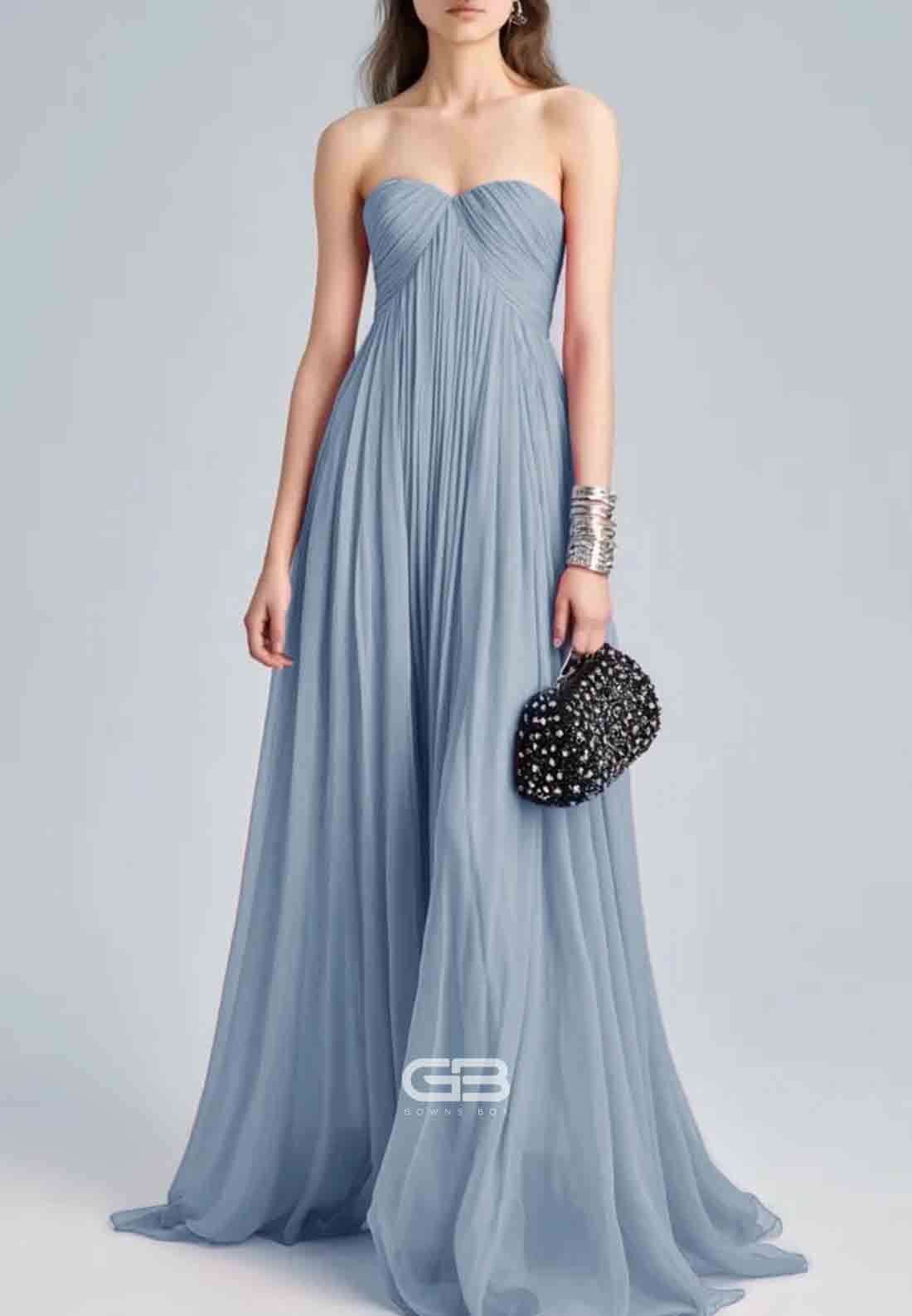 Holiday A-Line Sweetheart Evening Dress Pink Strapless Ruched Floor-Length Chiffon Dress 