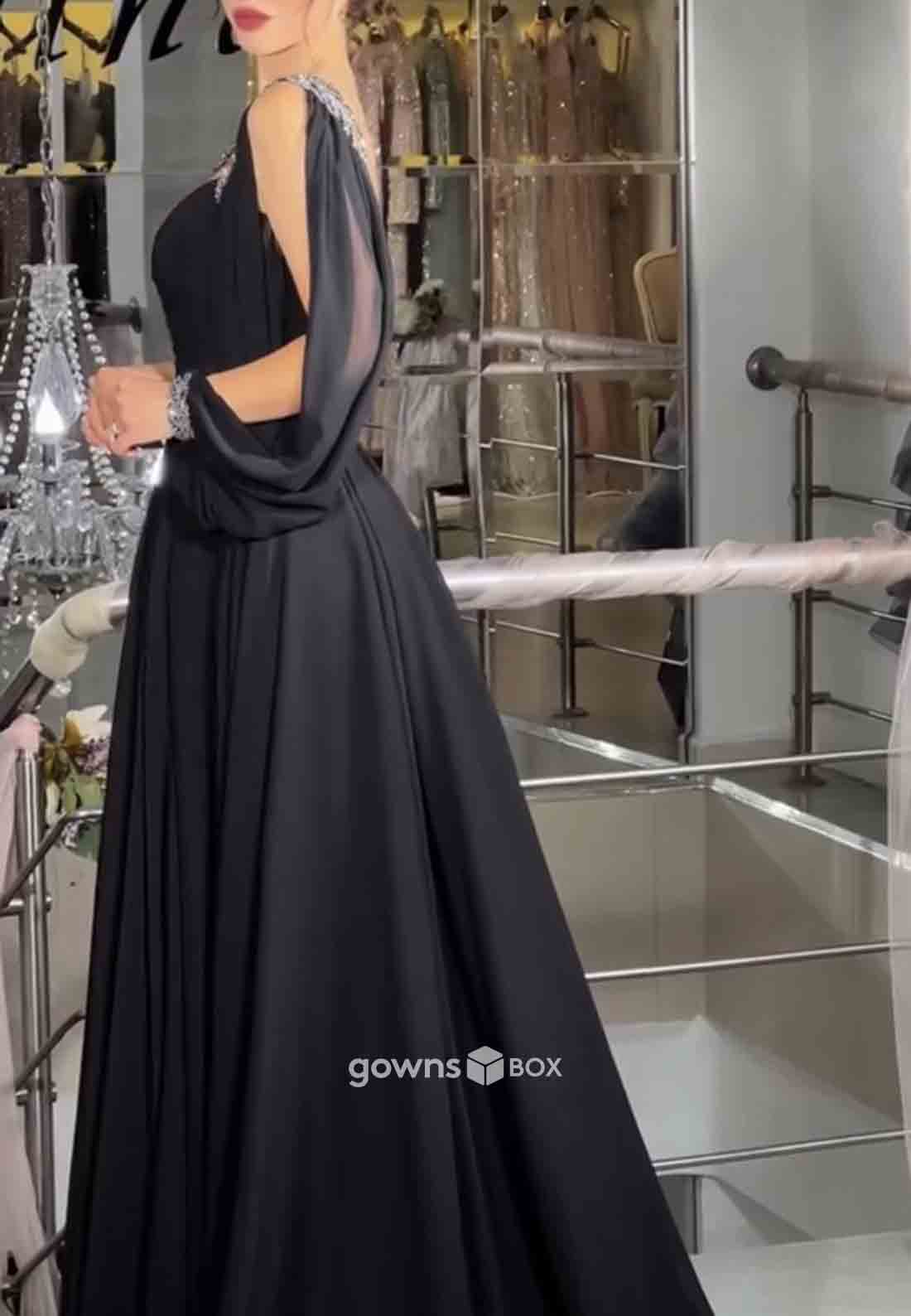 One Shoulder A-Line High Slit Pleated Floor-Length Ruched Formal Gowns-GownsBox