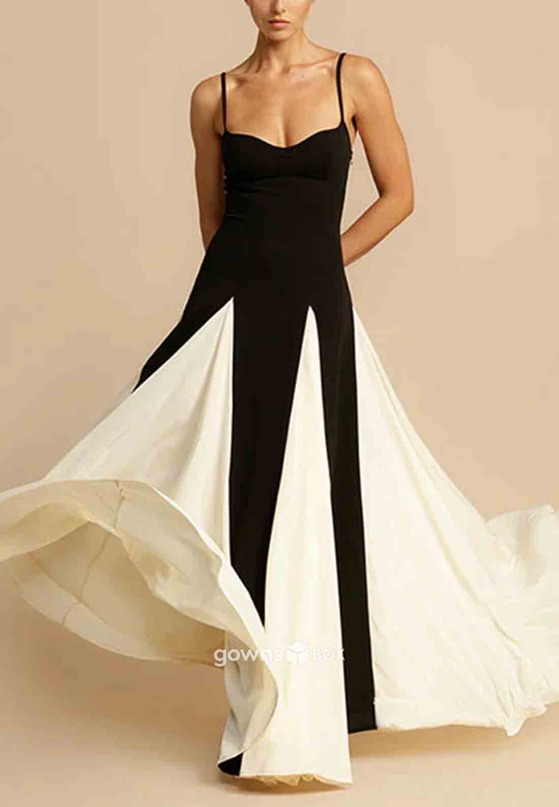 Spaghetti Straps Sweetheart Floor-Length Sleeveless Pleated Evening Gowns-GownsBox