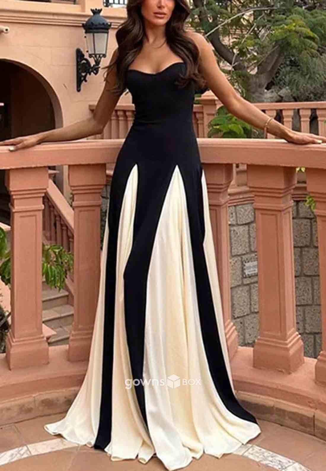 Spaghetti Straps Sweetheart Floor-Length Sleeveless Pleated Evening Gowns-GownsBox