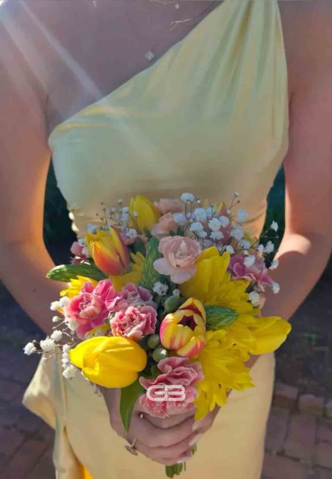 One Shoulder Blush Pink Ruched Long Prom Dress with Slit 