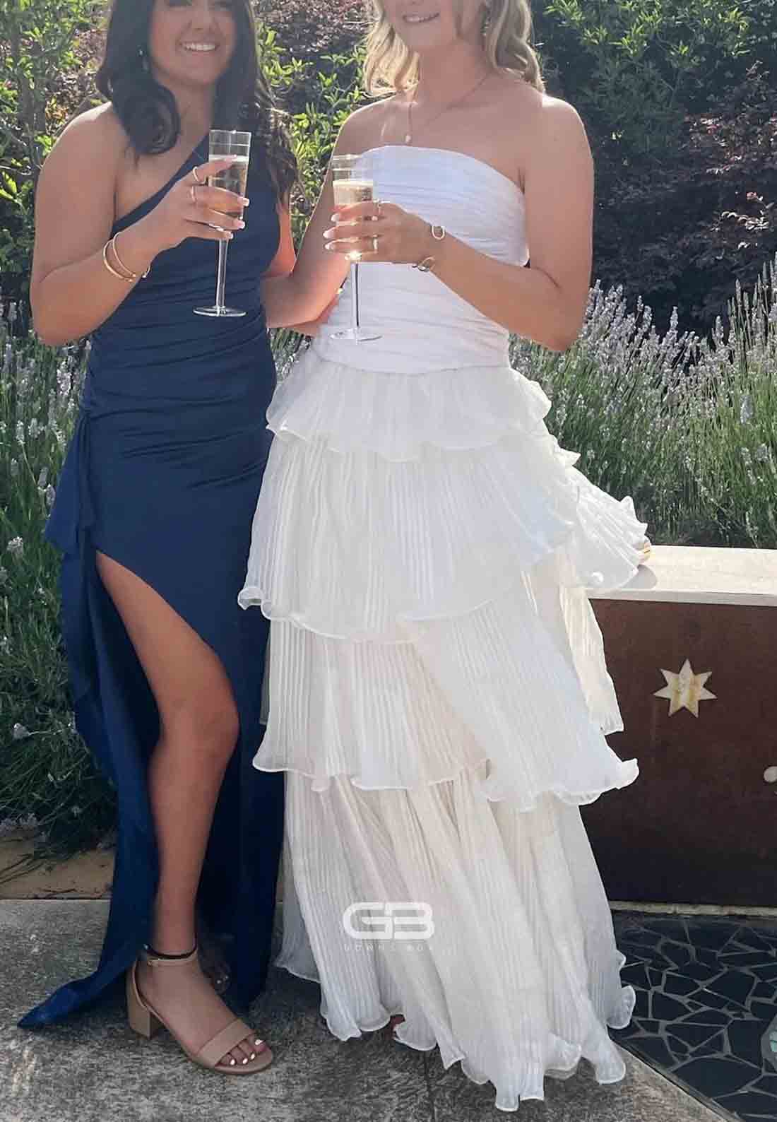 One Shoulder Blush Pink Ruched Long Prom Dress with Slit 