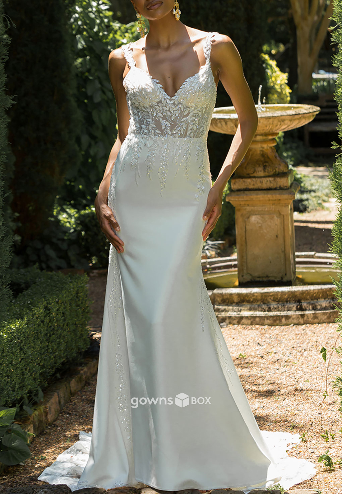 Satin Appliqued Off-Shoulder Sleeveless Court Train Sequined Open Back Wedding Dresses 