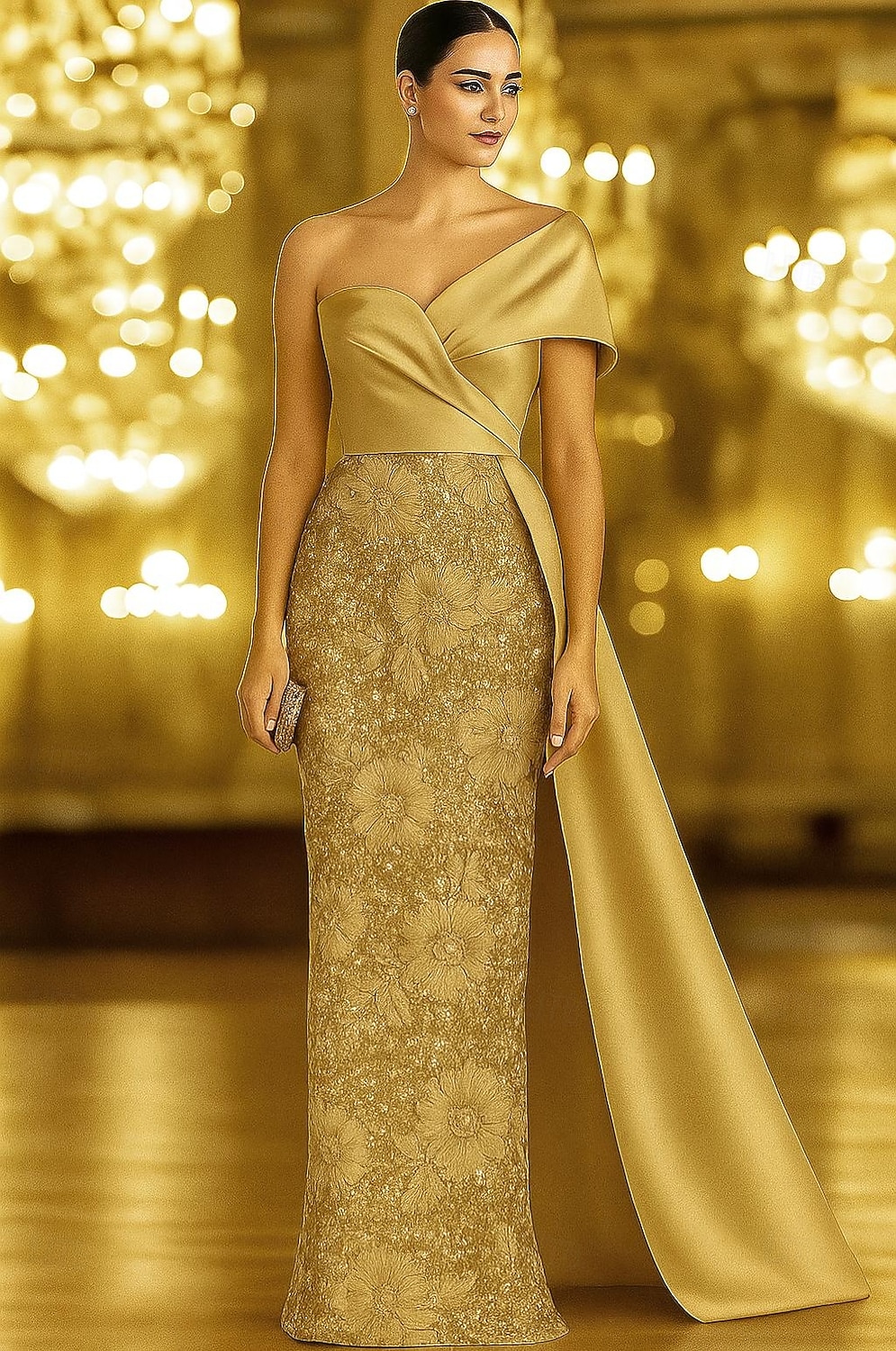 Column with Glitter Embroidery