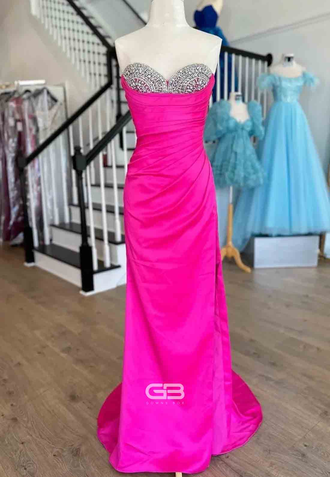 Silver Beaded Sweetheart Mermaid Long Formal Dress with Slit