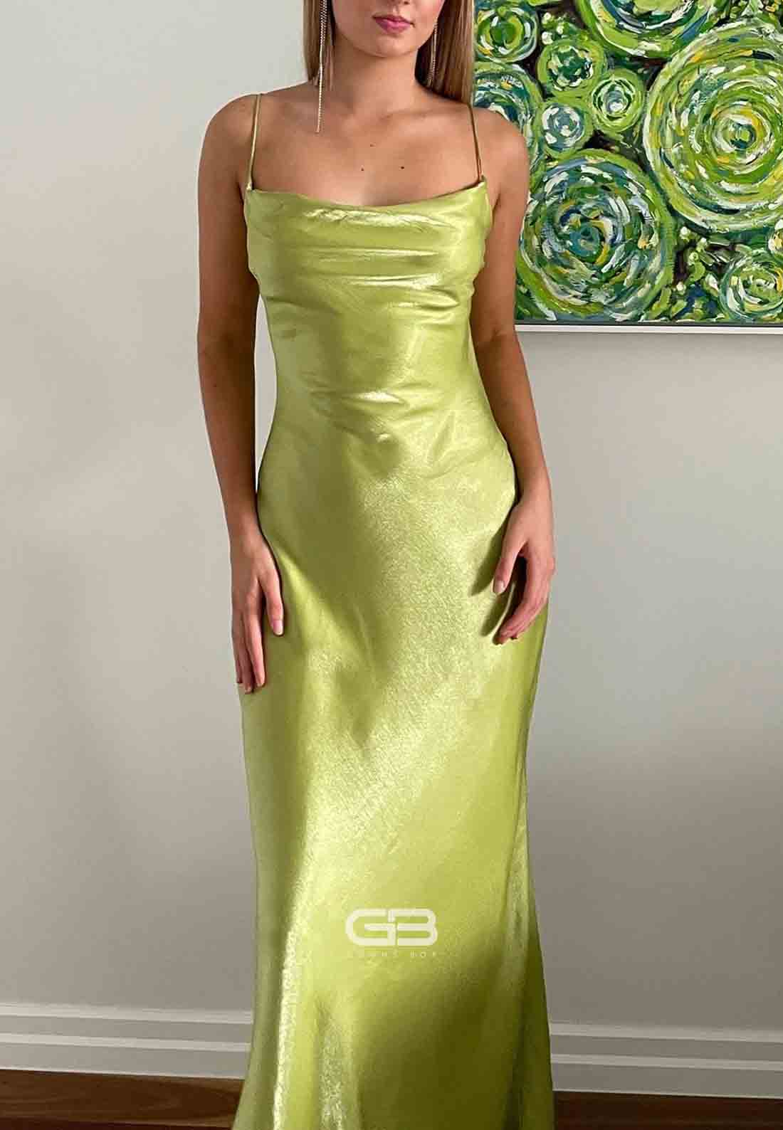 Simple Spaghetti Straps Light Green Trumpet Long Party Dress with Backless 