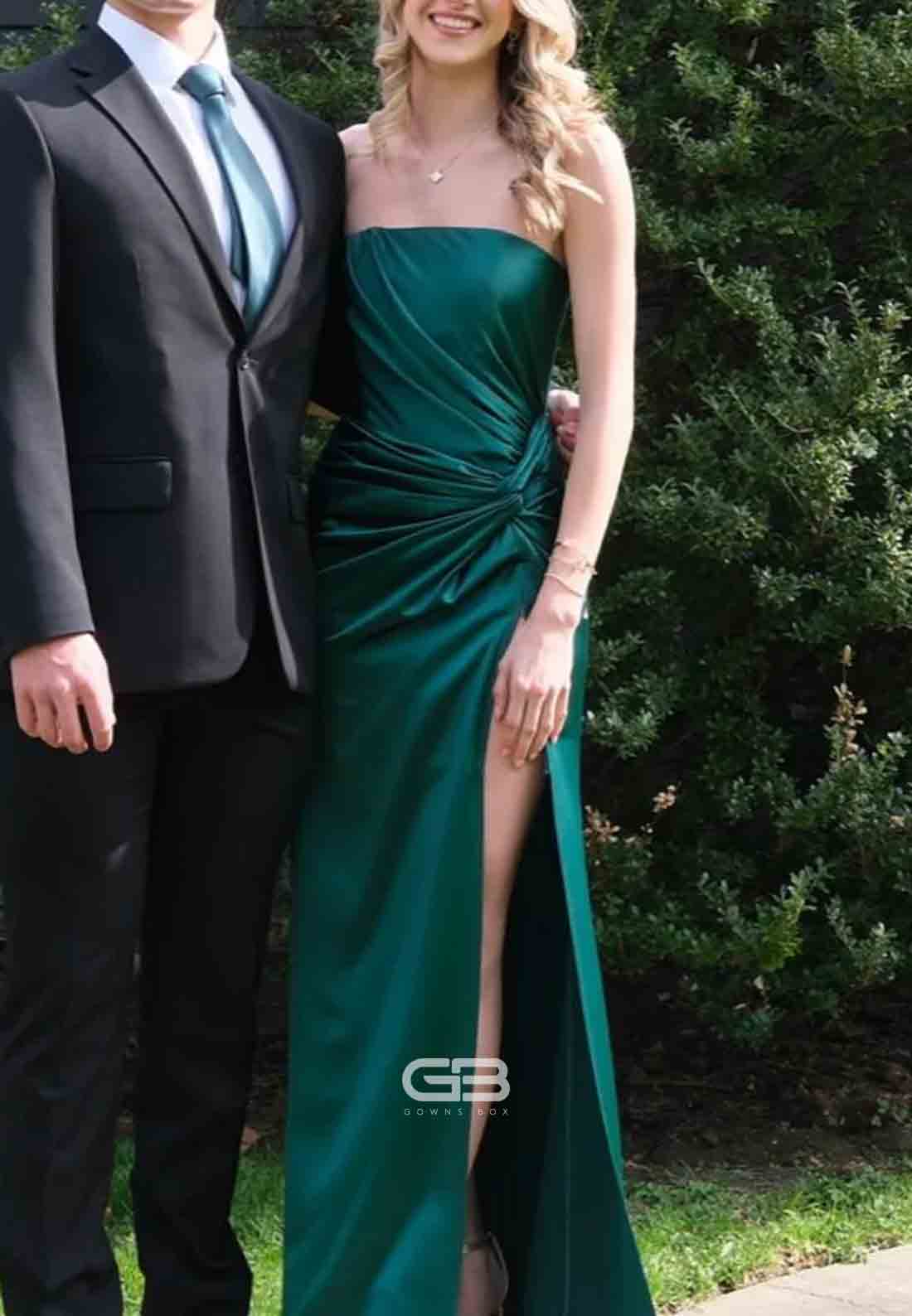 Red Spaghetti Straps Beading Sweetheart Mermaid Evening Gowns With Fea