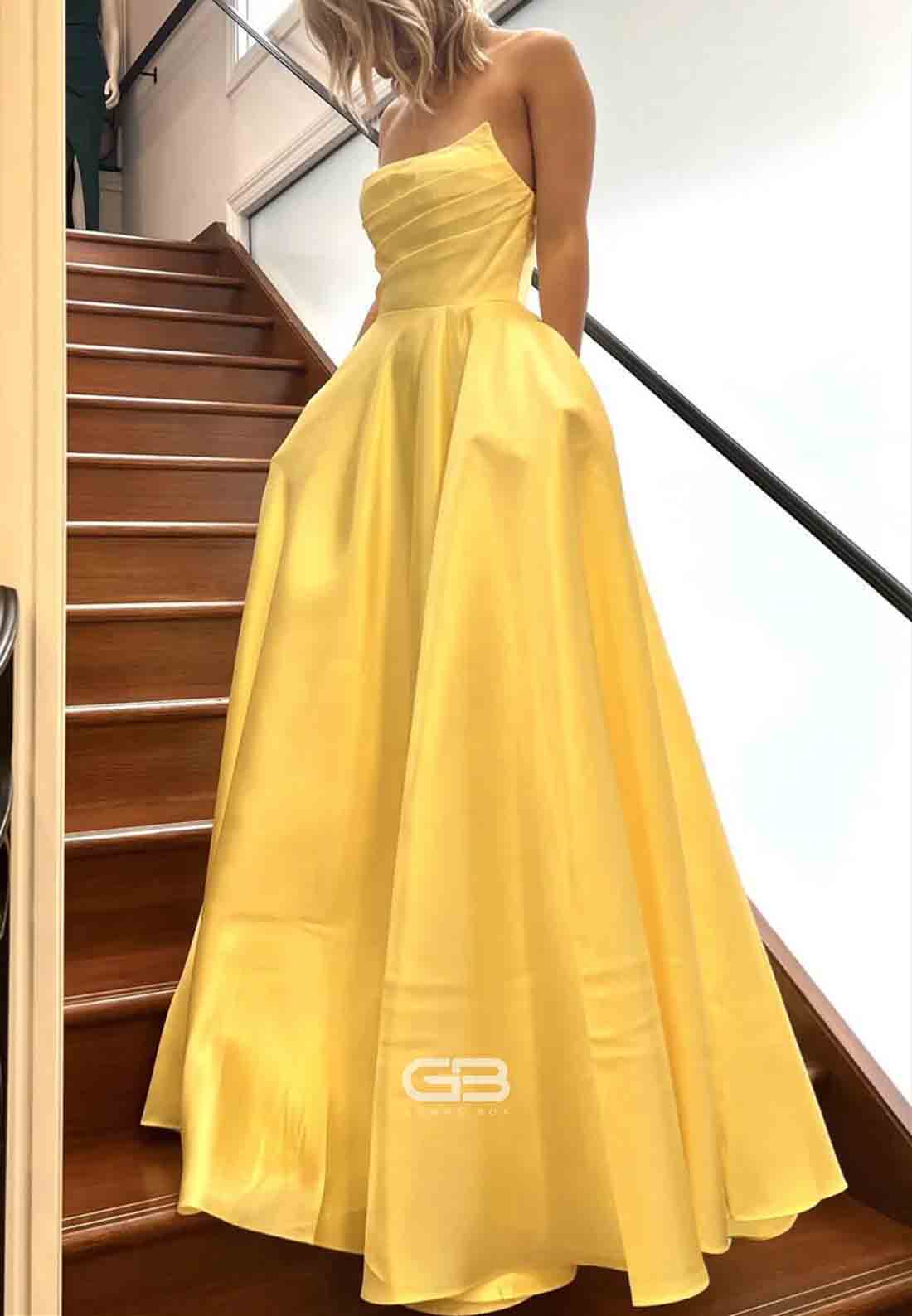 Strapless Sage Green Satin Floor-Length A-line Satin Long Prom Dress
