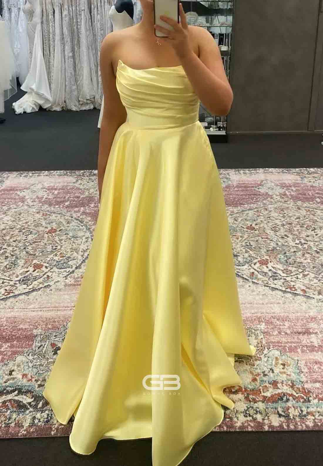 Strapless Sage Green Satin Floor-Length A-line Satin Long Prom Dress