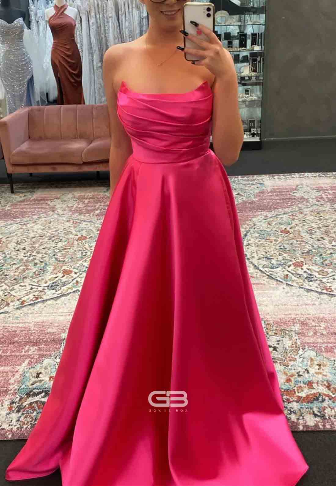 Strapless Sage Green Satin Floor-Length A-line Satin Long Prom Dress