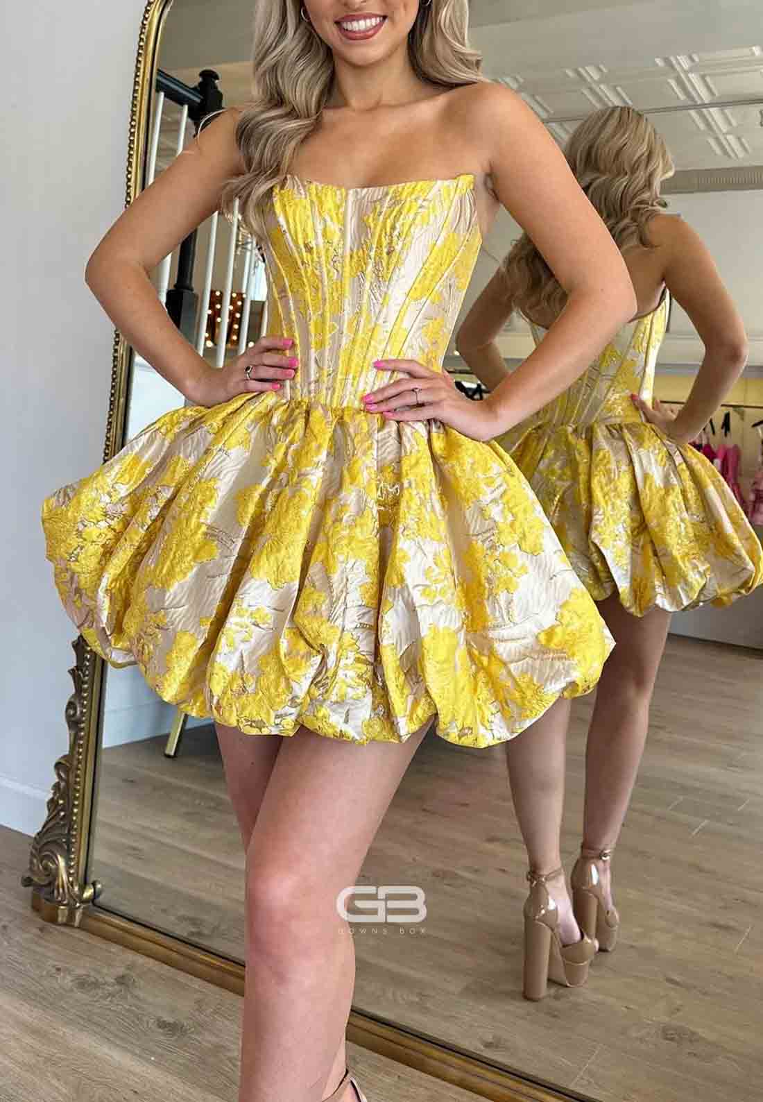 Gorgeous A-Line One Shoulder Blue Printed Short Homecoming Dress with 