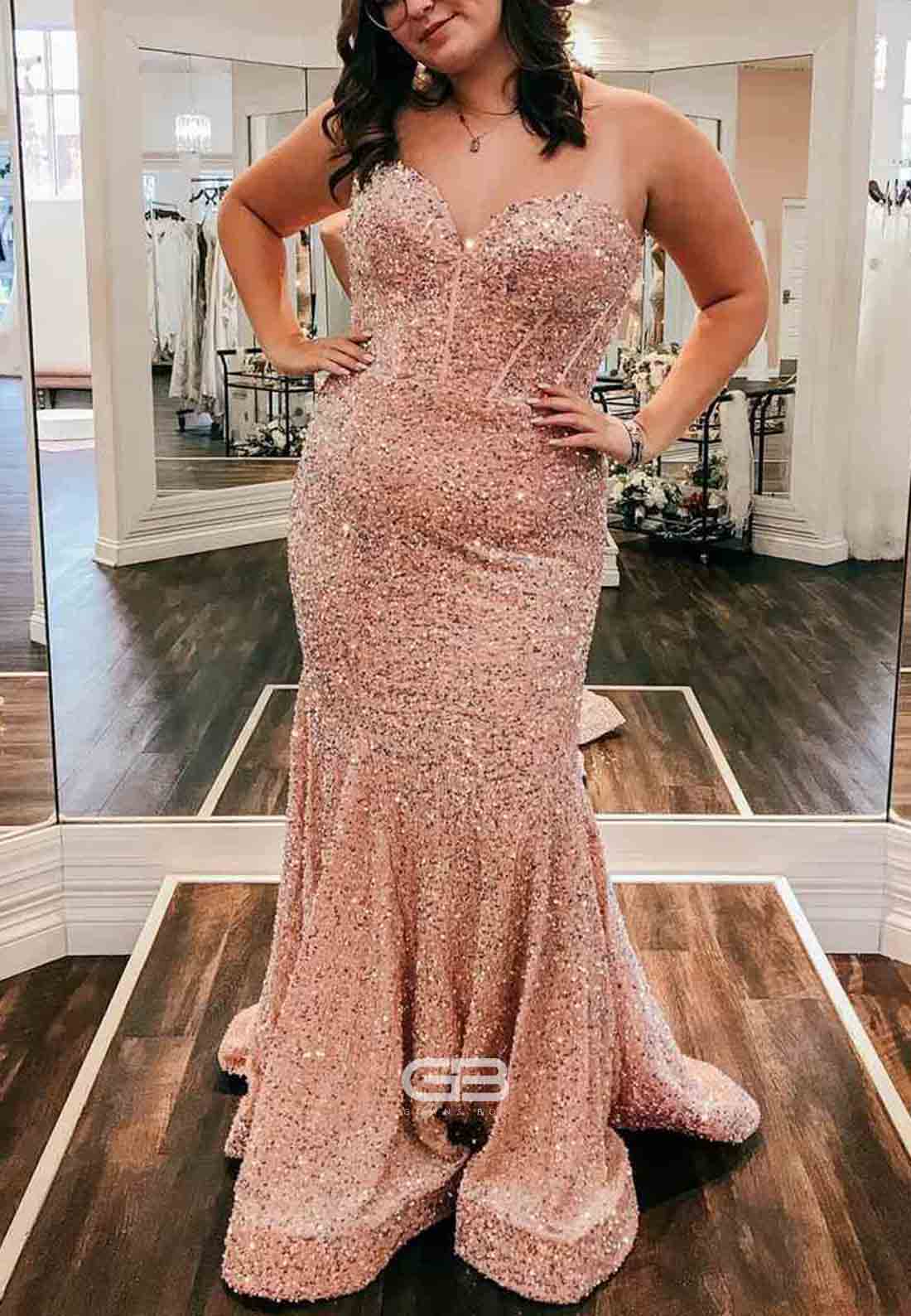 Sparkly Sweetheart Mermaid Light Blue Sequin Long Prom Dress