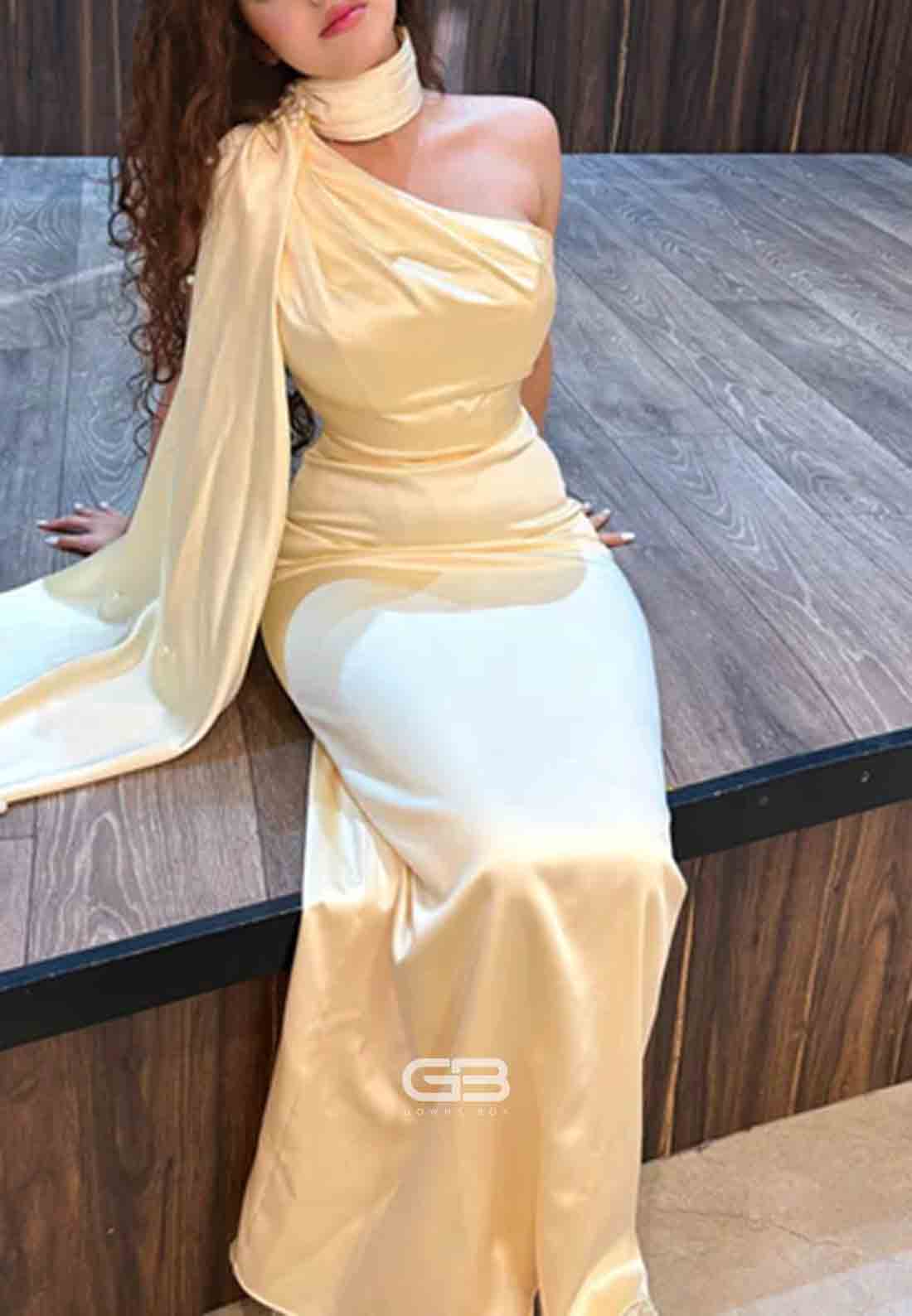 Yellow Side Draping Halter 