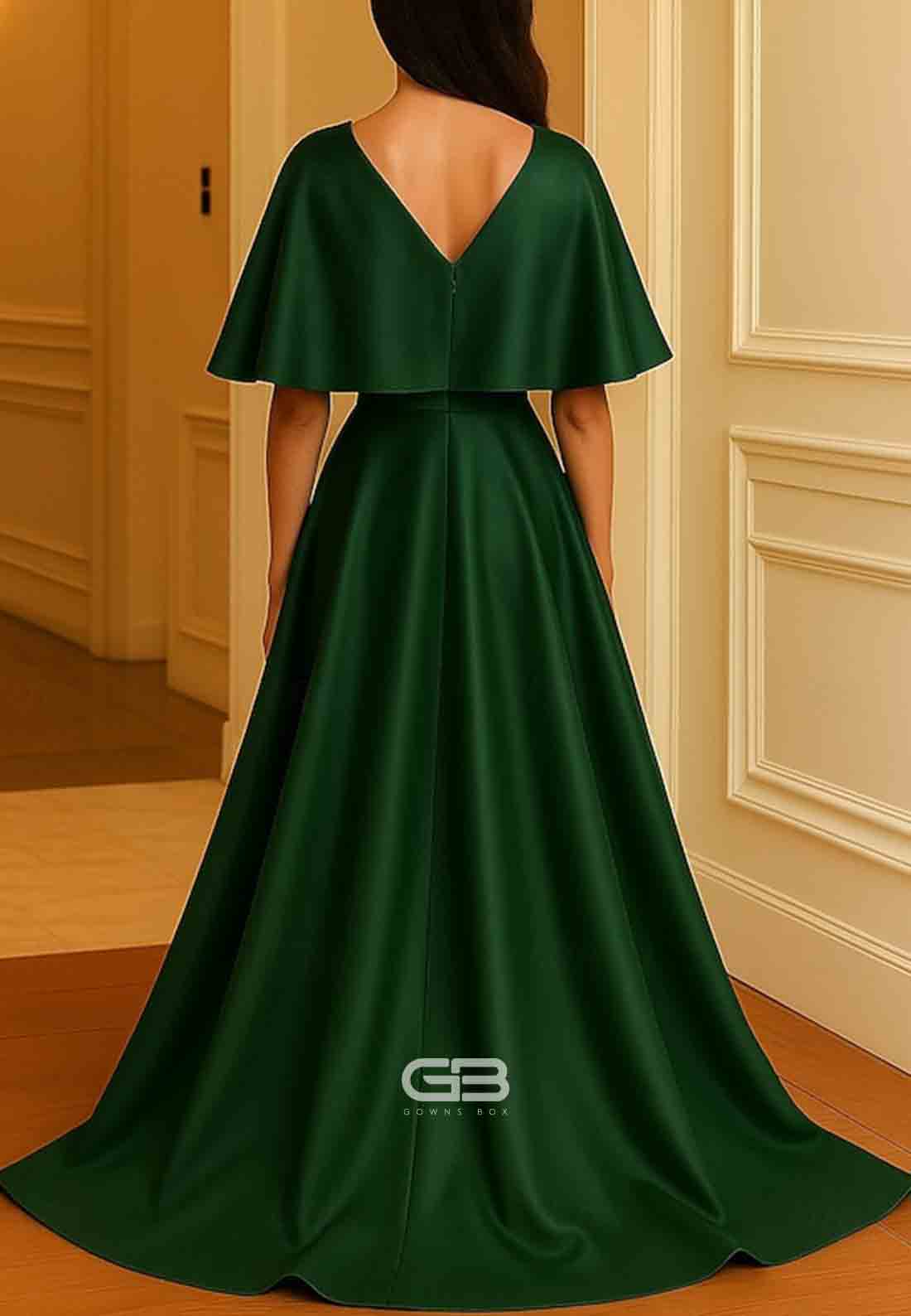  V Neck V Back Evening Gowns