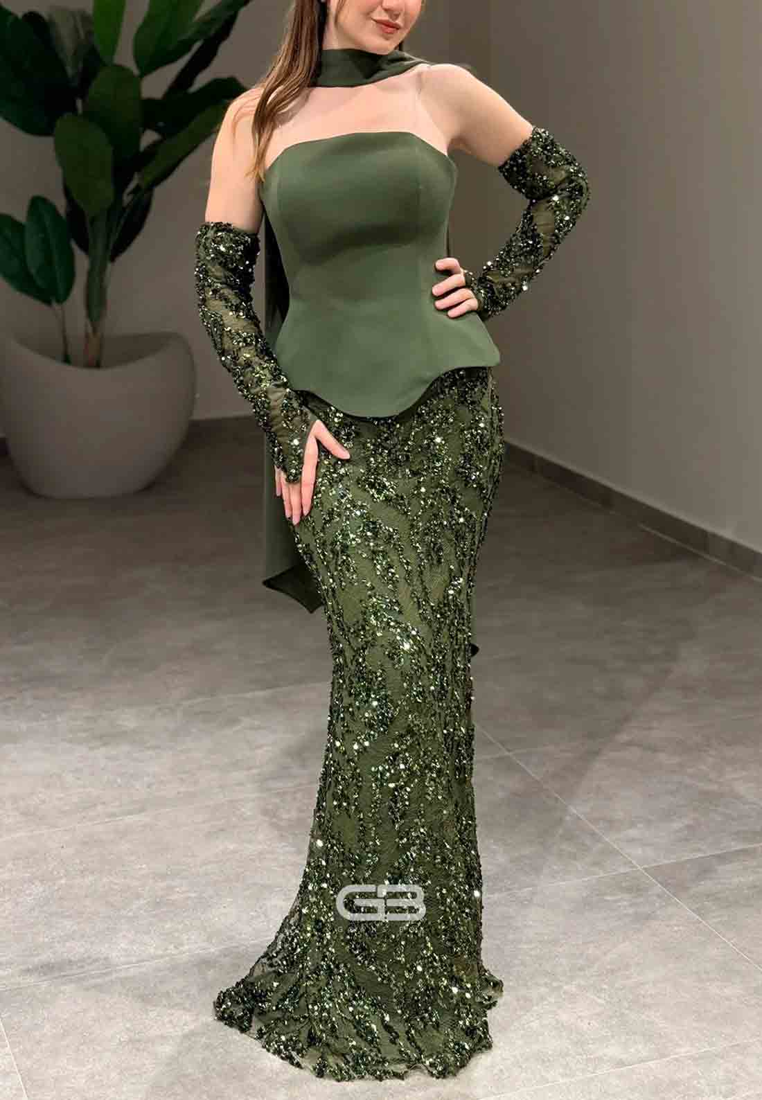 Halter Strapless Floor-Length Corset Evening Gowns with Beading