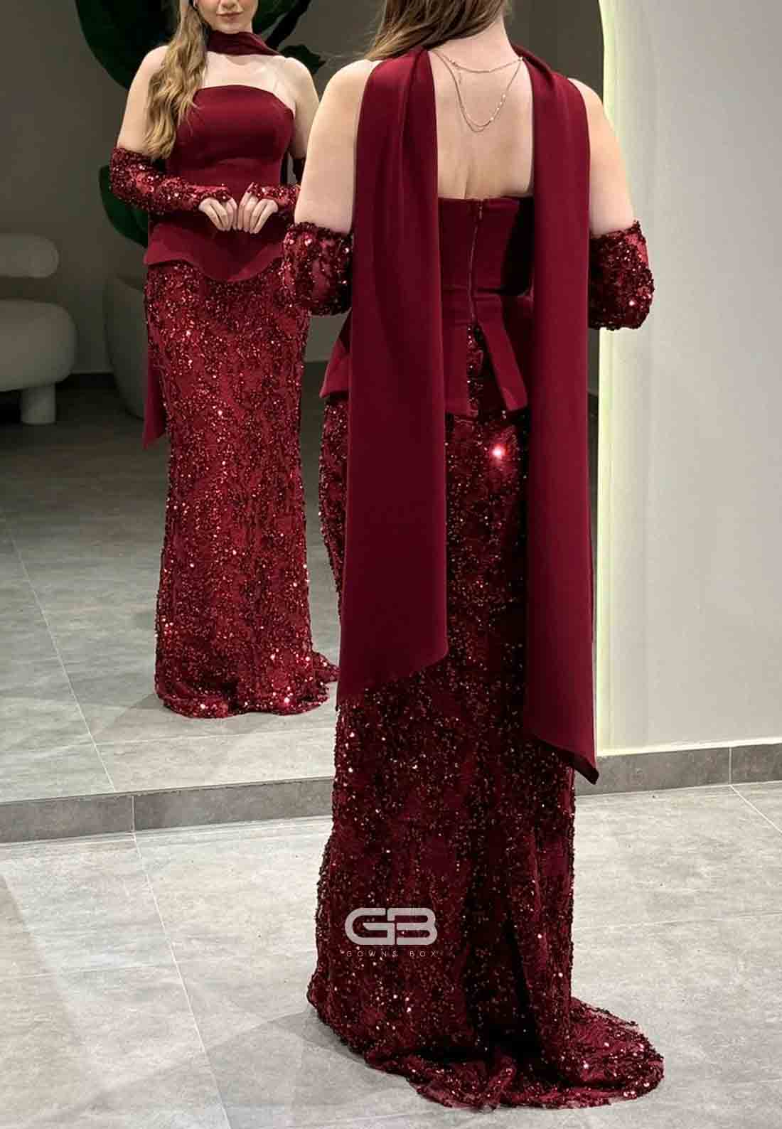 Halter Strapless Floor-Length Corset Evening Gowns with Beading