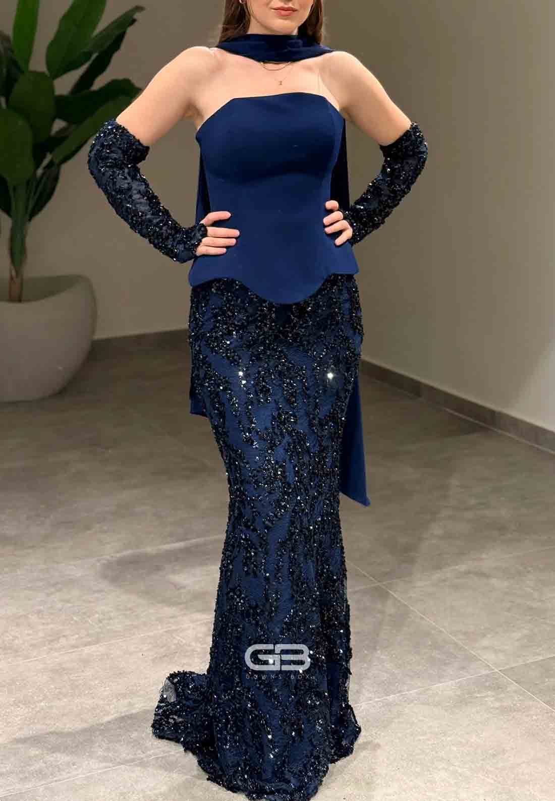 Halter Strapless Floor-Length Corset Evening Gowns with Beading