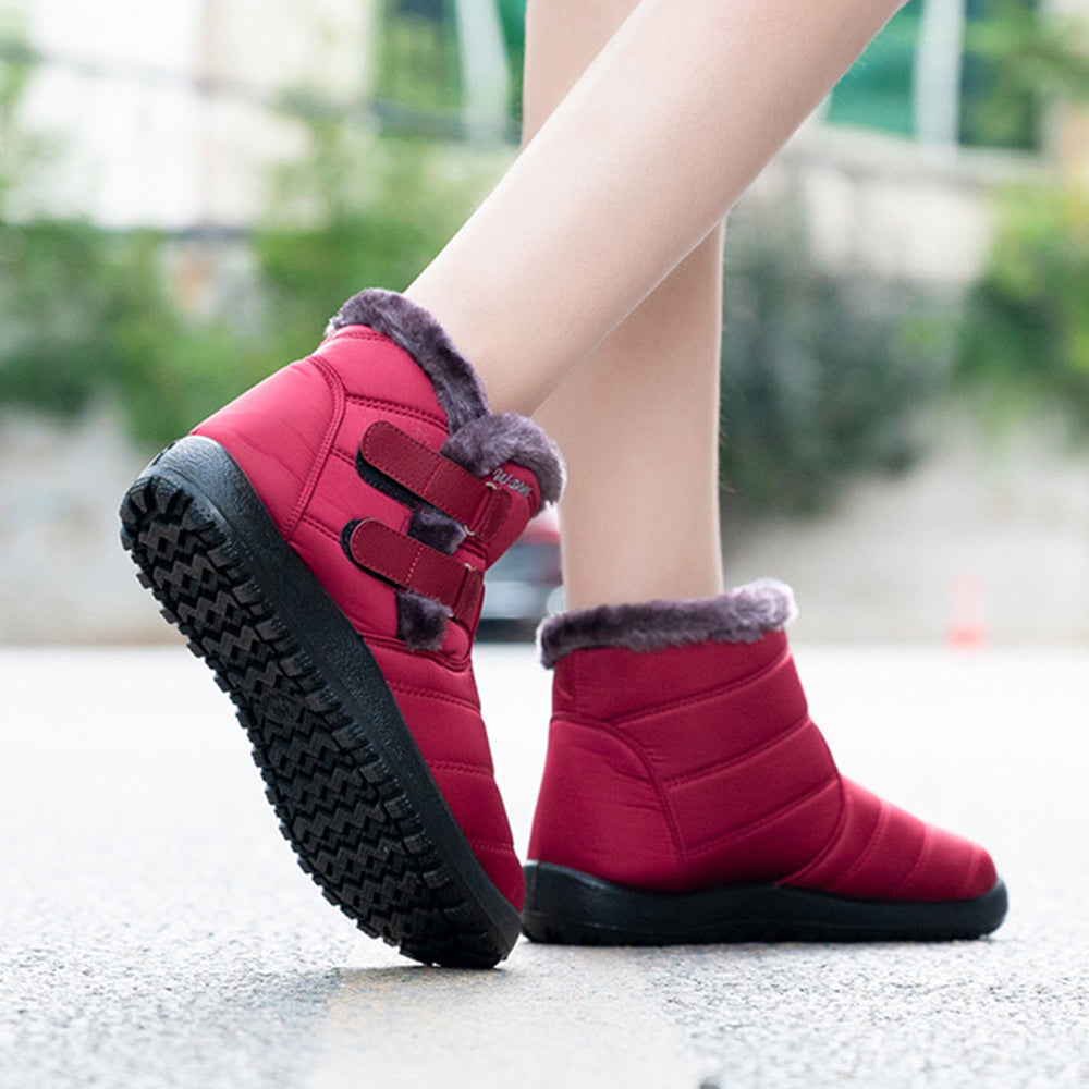 Blauschwan™ Warme wasserdichte Schneestiefel aus Fleece für Damen mit Klettverschluss