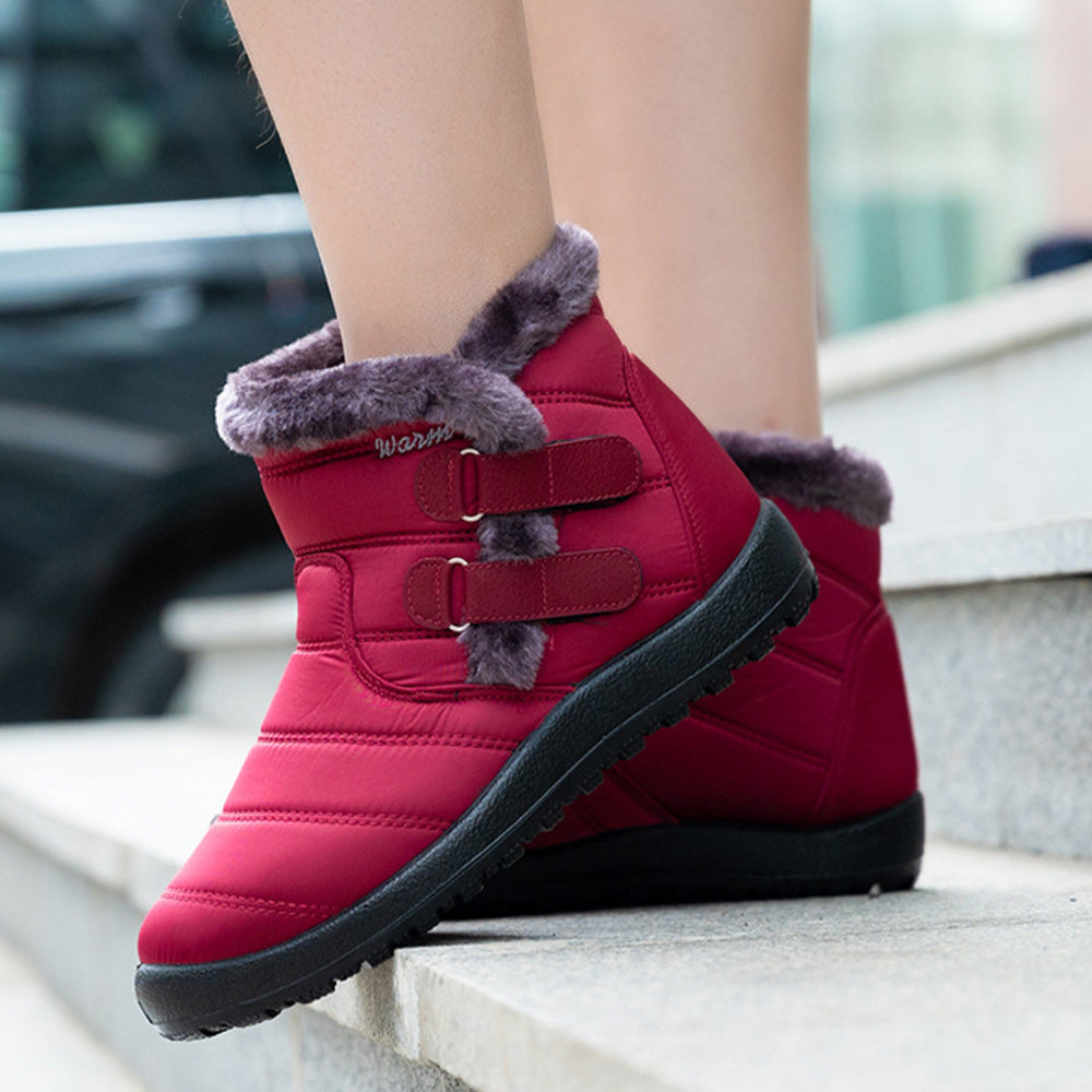 Blauschwan™ Warme wasserdichte Schneestiefel aus Fleece für Damen mit Klettverschluss