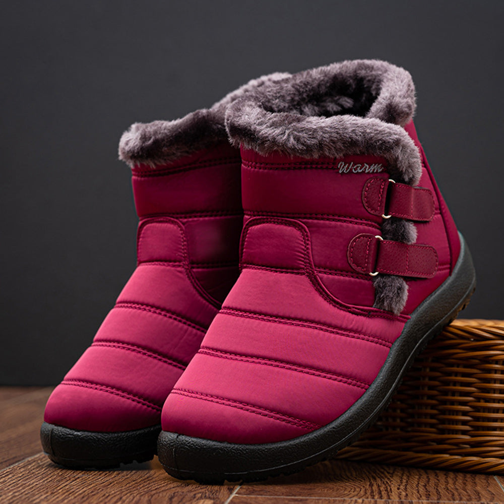 Blauschwan™ Warme wasserdichte Schneestiefel aus Fleece für Damen mit Klettverschluss