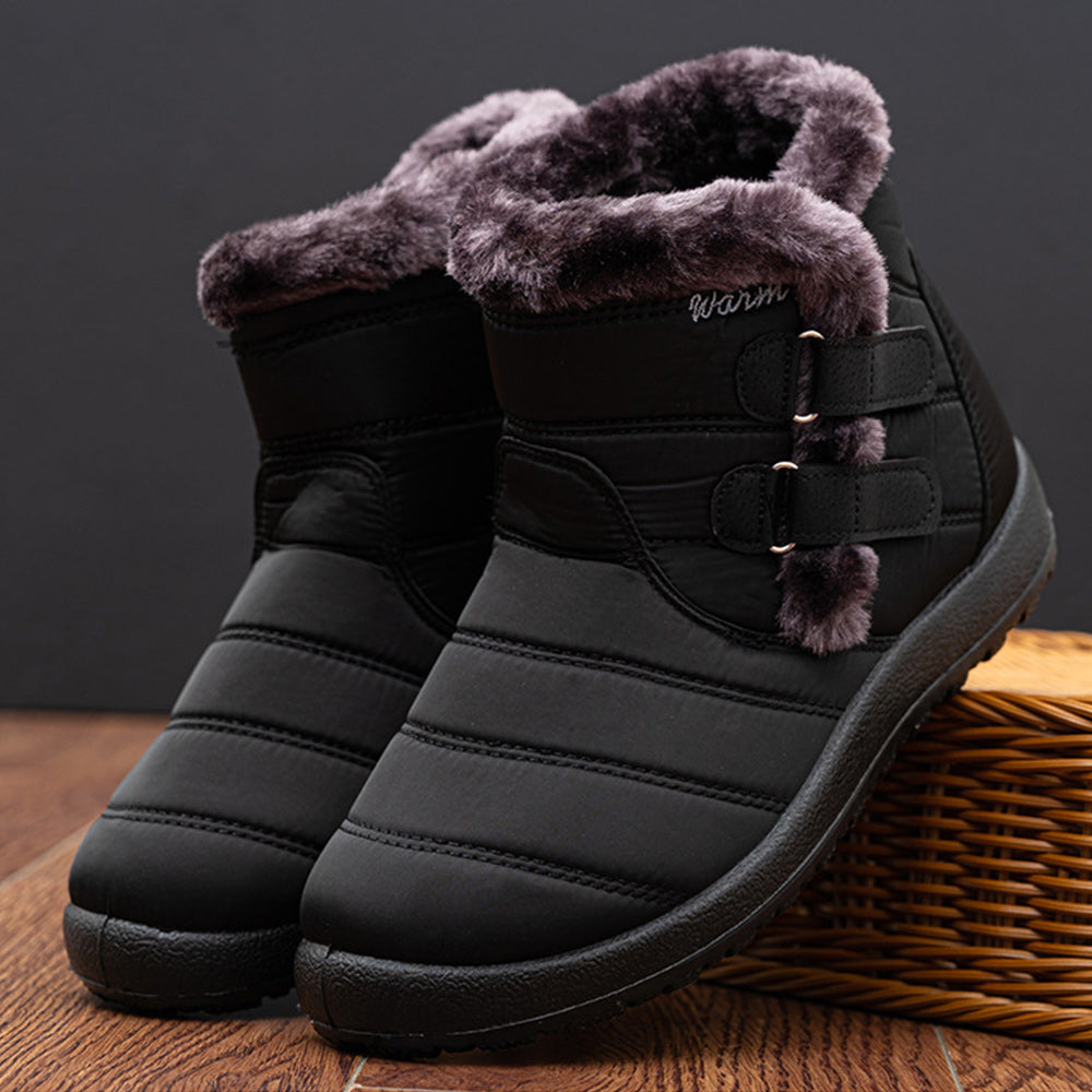 Blauschwan™ Warme wasserdichte Schneestiefel aus Fleece für Damen mit Klettverschluss