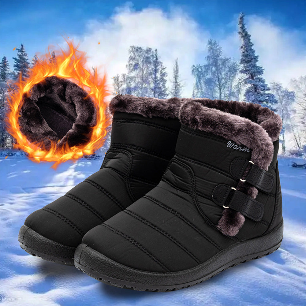 Blauschwan™ Warme wasserdichte Schneestiefel aus Fleece für Damen mit Klettverschluss