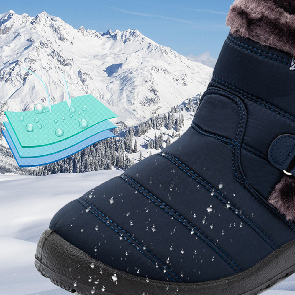 Blauschwan™ Warme wasserdichte Schneestiefel aus Fleece für Damen mit Klettverschluss