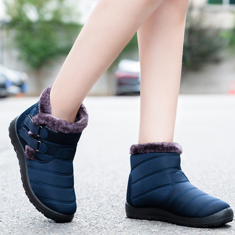 Blauschwan™ Warme wasserdichte Schneestiefel aus Fleece für Damen mit Klettverschluss