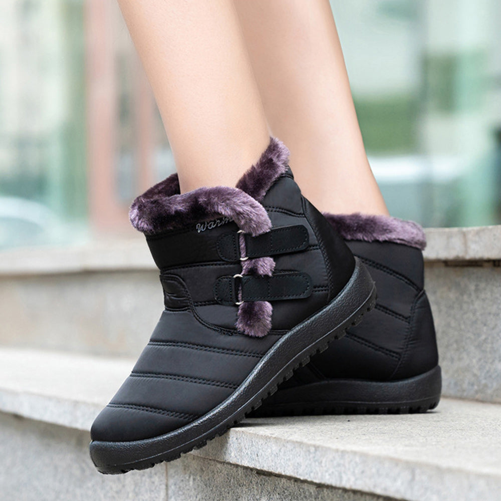 Blauschwan™ Warme wasserdichte Schneestiefel aus Fleece für Damen mit Klettverschluss