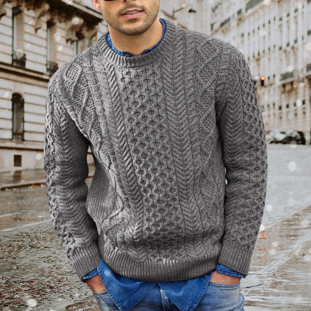 Blauschwan™ Herren Herbst und Winter Rundhalsausschnitt Kabelstrickpullover