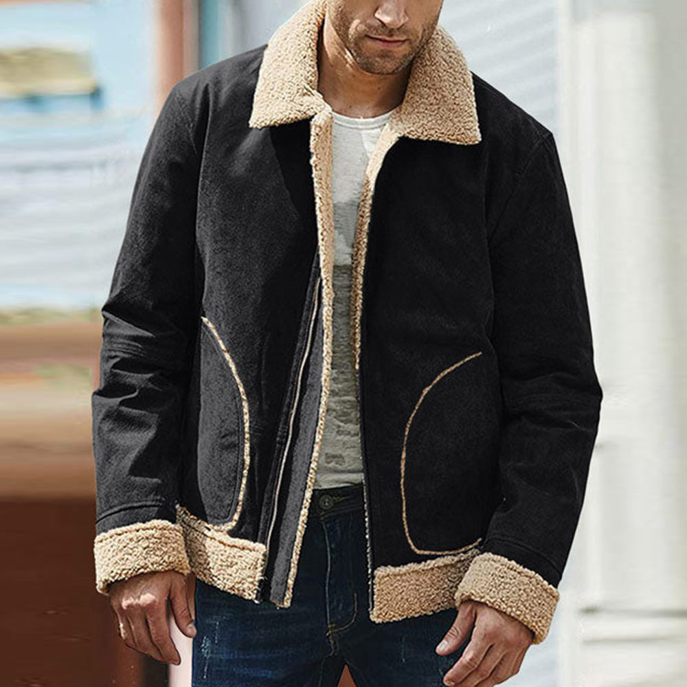 Blauschwan™ Herren Wintermantel mit schrägen Taschen und Farbkontrast