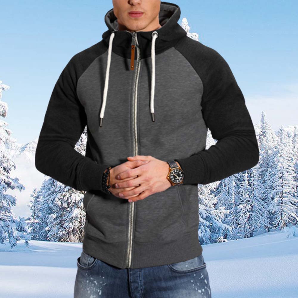 Saphirvogel™ Herren Fleece Plunger Ärmel Kapuze Zip Sweatshirt Jacke