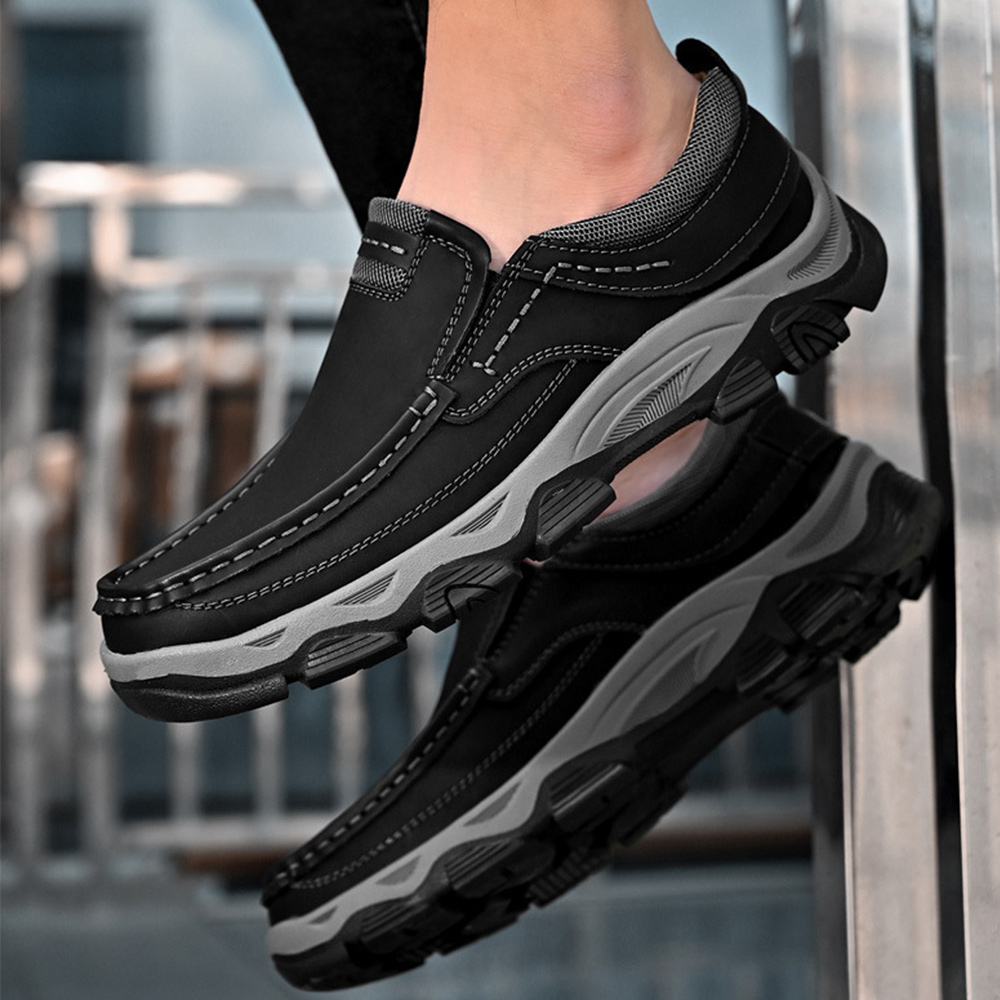 Shobous Men's Genuine Leather Slip On Loafers