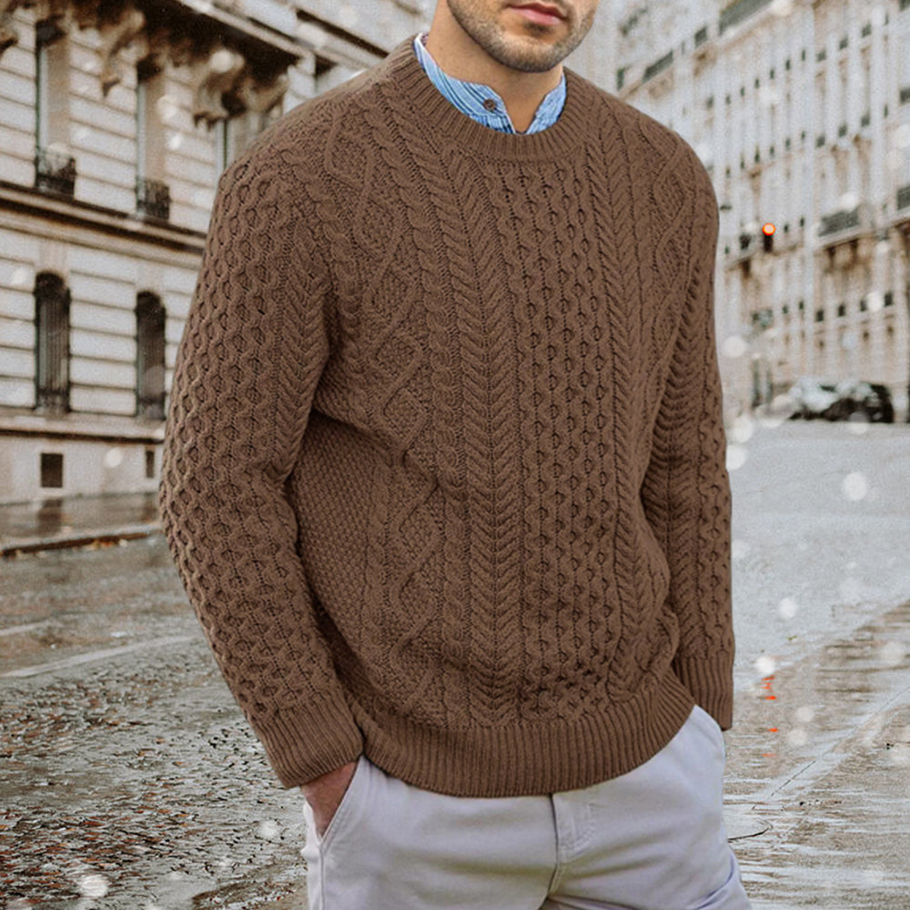 Blauschwan™ Herren Herbst und Winter Rundhalsausschnitt Kabelstrickpullover