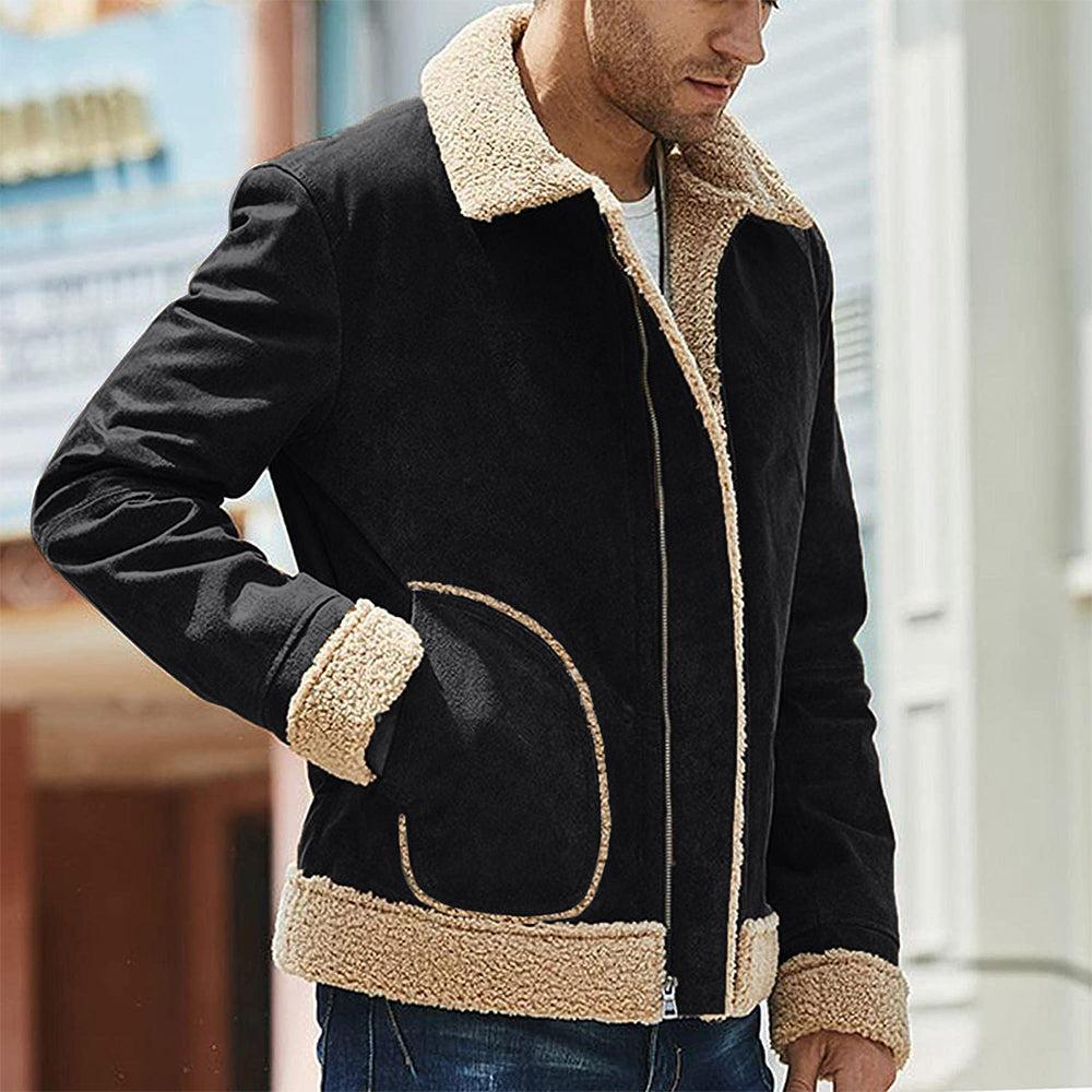 Blauschwan™ Herren Wintermantel mit schrägen Taschen und Farbkontrast