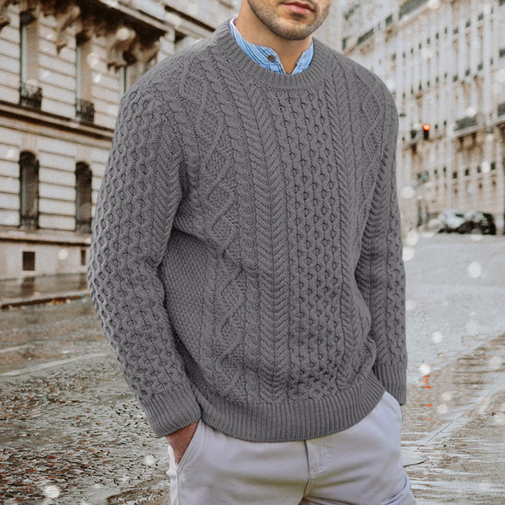 Blauschwan™ Herren Herbst und Winter Rundhalsausschnitt Kabelstrickpullover