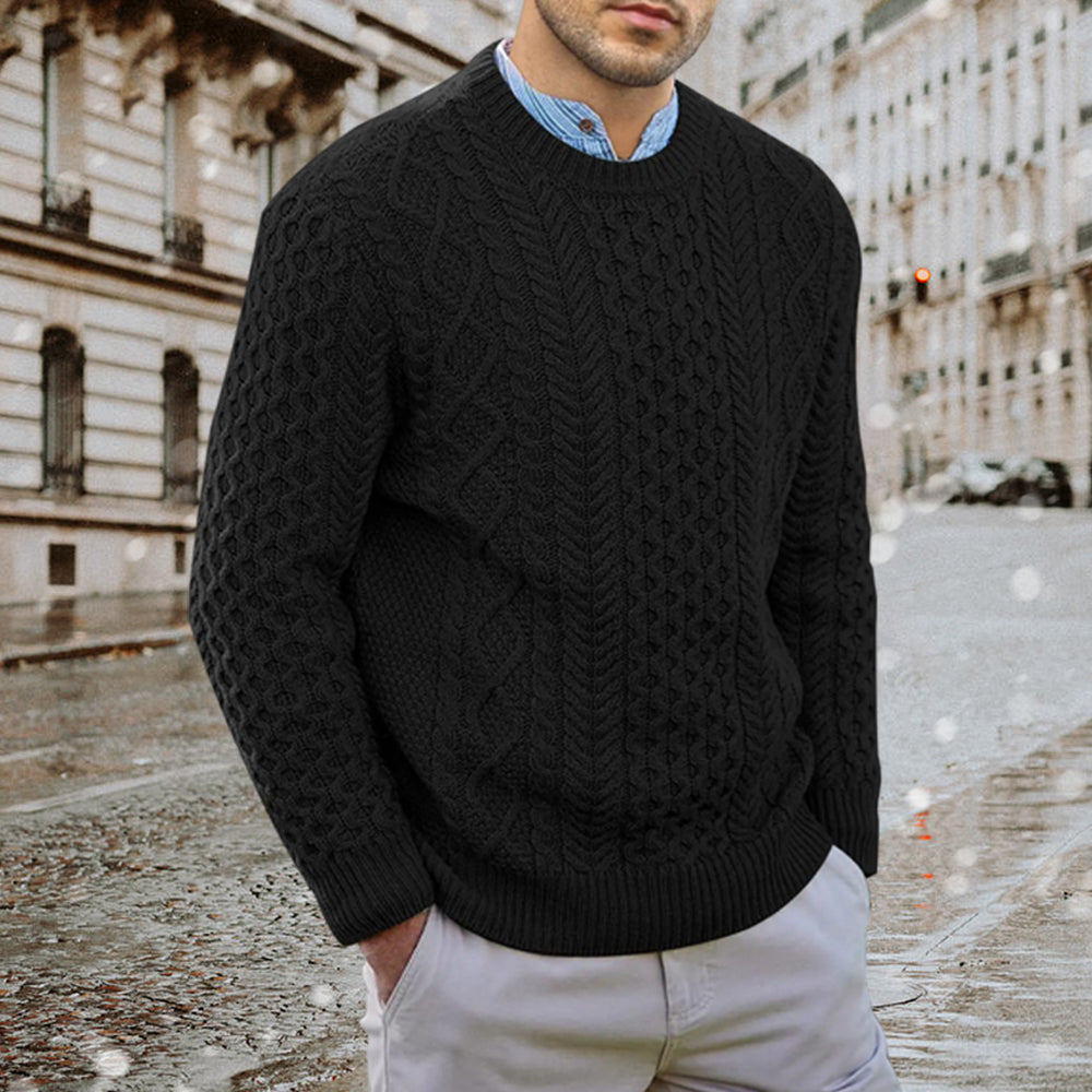 Blauschwan™ Herren Herbst und Winter Rundhalsausschnitt Kabelstrickpullover