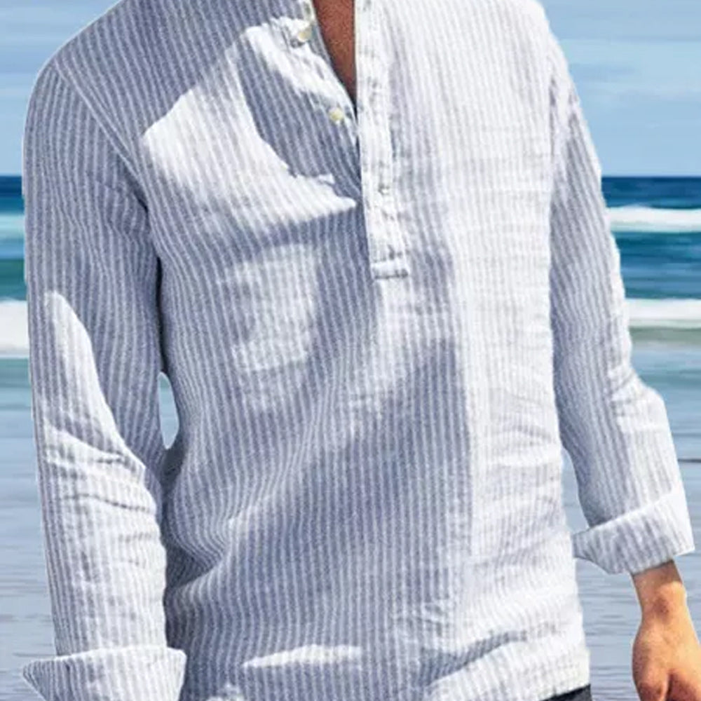 Saphirvogel™ Lose gestreiftes Herrenhemd mit langen Ärmeln