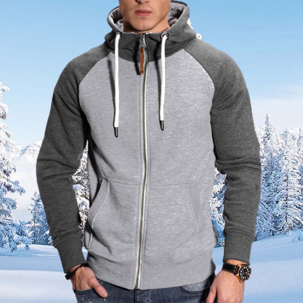 Saphirvogel™ Herren Fleece Plunger Ärmel Kapuze Zip Sweatshirt Jacke