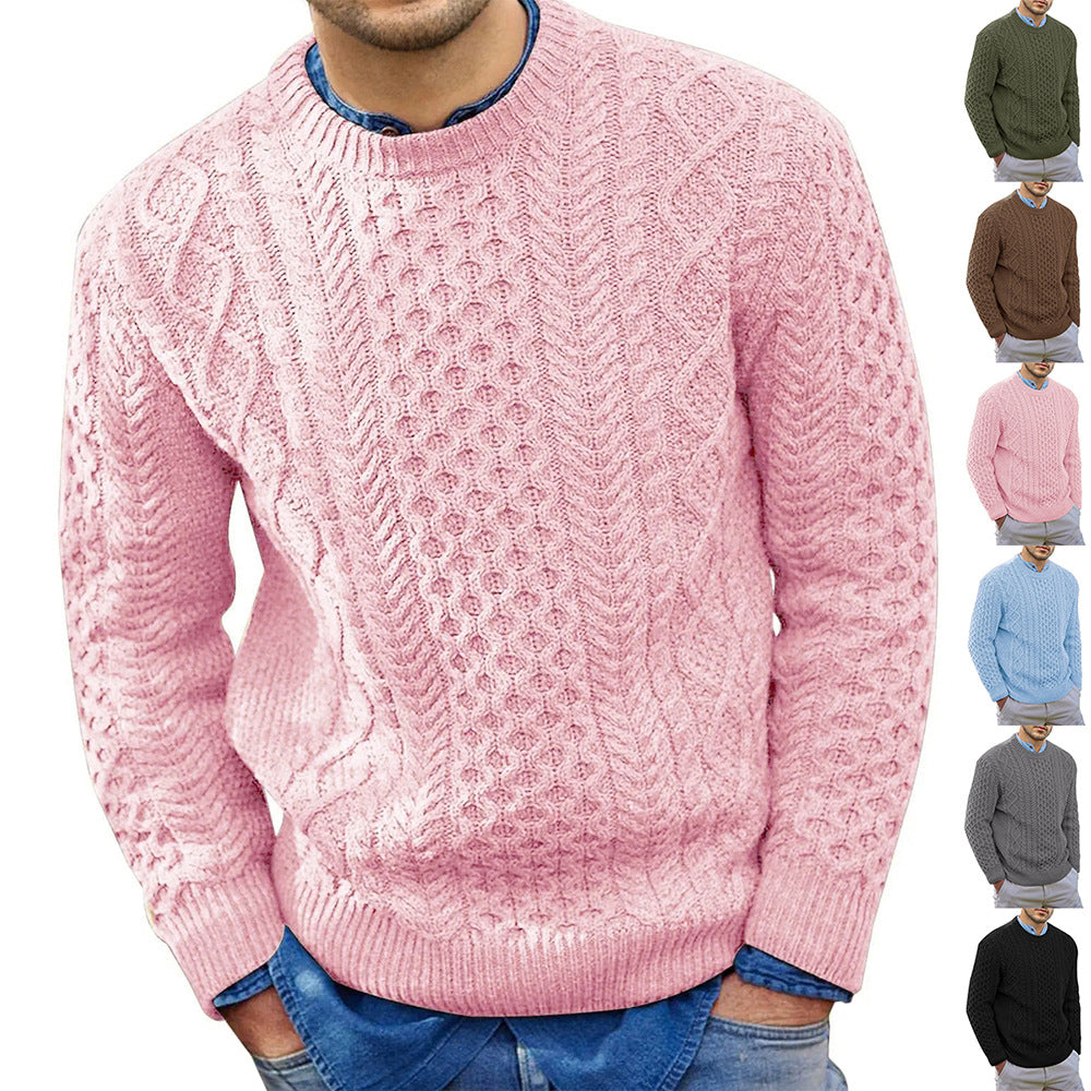 Blauschwan™ Herren Herbst und Winter Rundhalsausschnitt Kabelstrickpullover