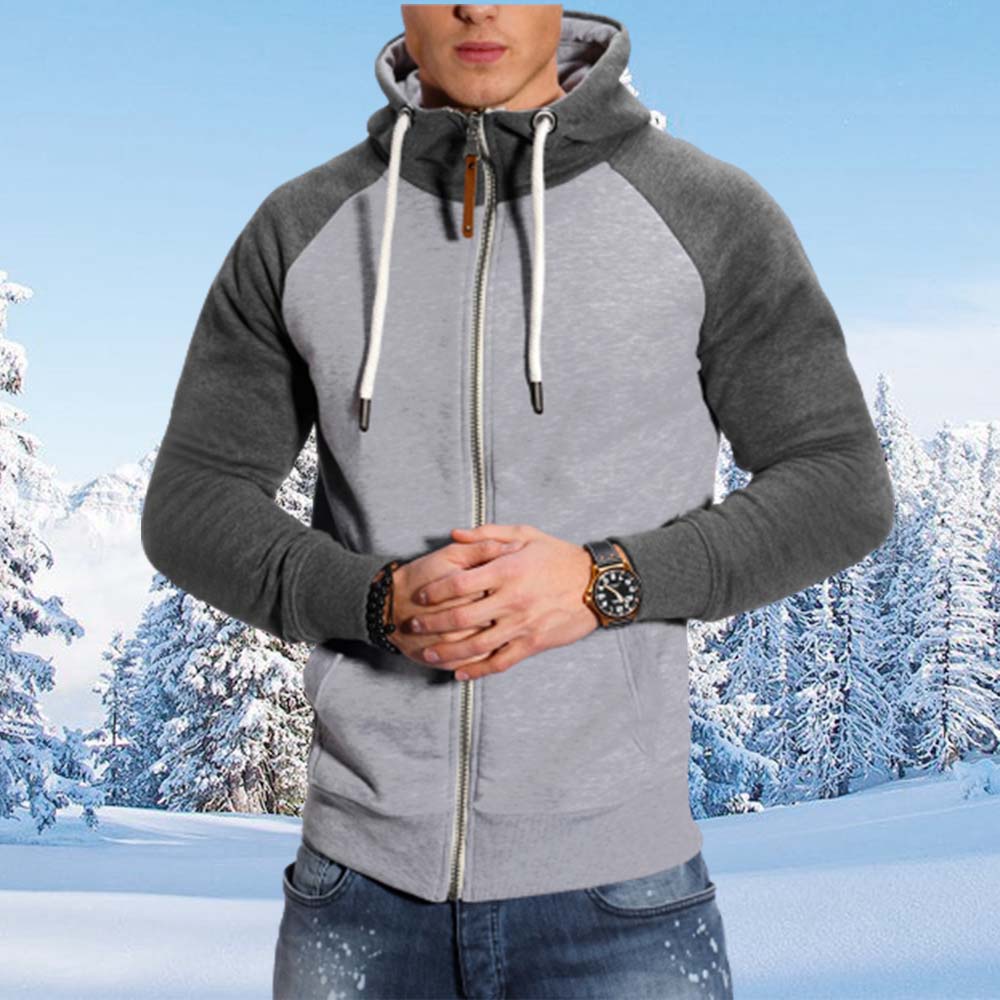 Saphirvogel™ Herren Fleece Plunger Ärmel Kapuze Zip Sweatshirt Jacke