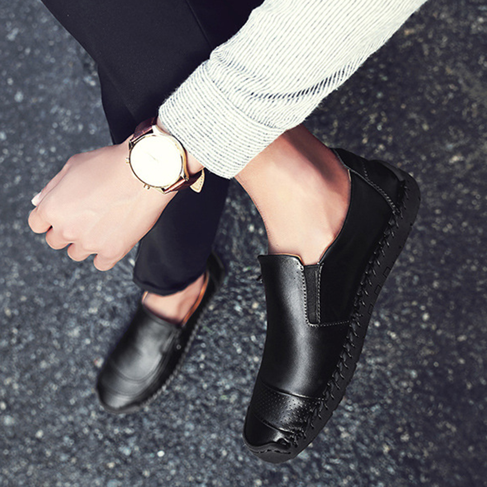 Saphirvogel™ Herren handgefertigt Seite Reißverschluss lässig bequem Leder Loafers