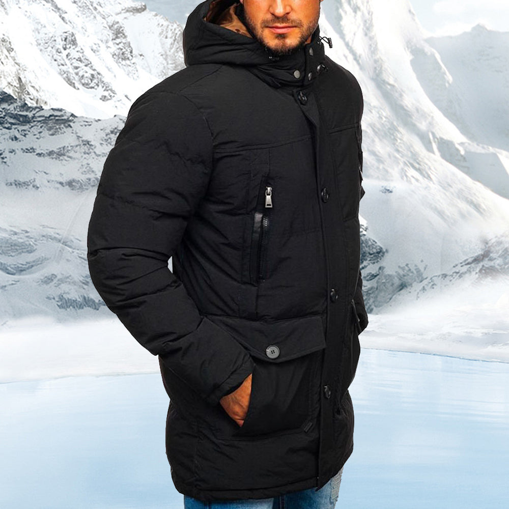 Saphirvogel™ Lässige Daunenjacke mit Kapuze aus Baumwolle für Männer