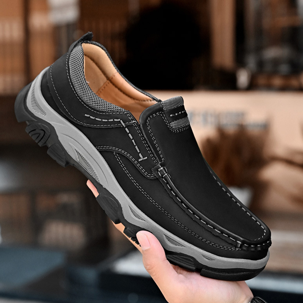 Shobous Men's Genuine Leather Slip On Loafers