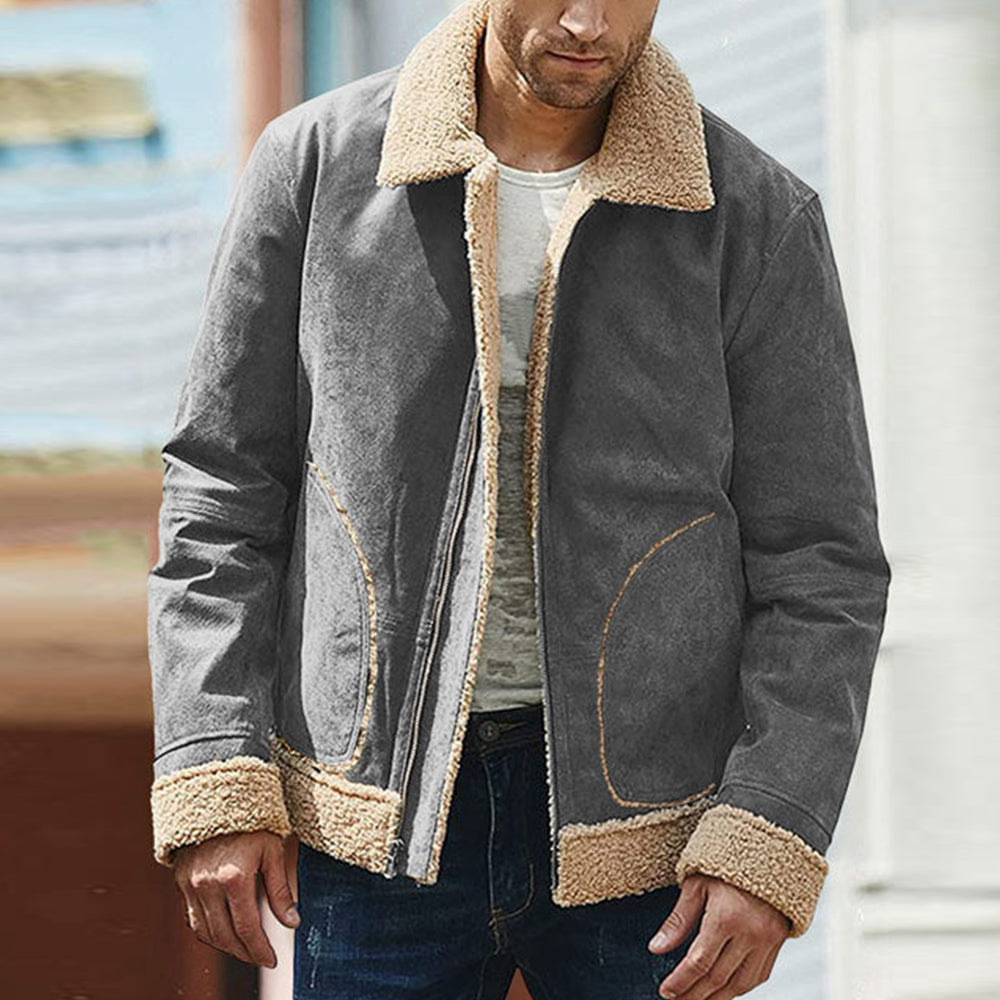 Blauschwan™ Herren Wintermantel mit schrägen Taschen und Farbkontrast